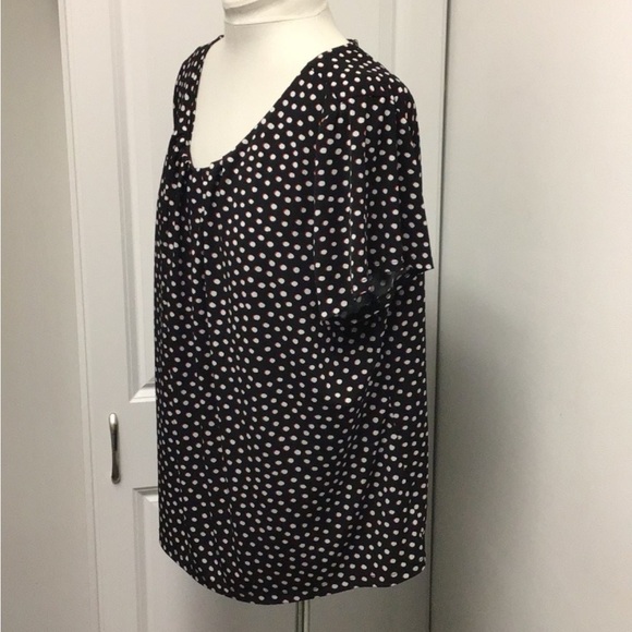 Liz Claiborne Career Woman Pleated Scoop Neck Polka Dot Blouse, Black, sz 3X - Picture 8 of 10